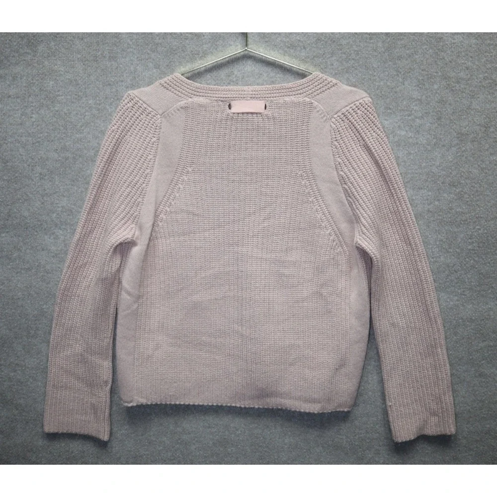 Helmut Lang Womens Cable Knit V Neck Long Sleeve Sweater Top Pink S Oversized - Picture 3 of 5
